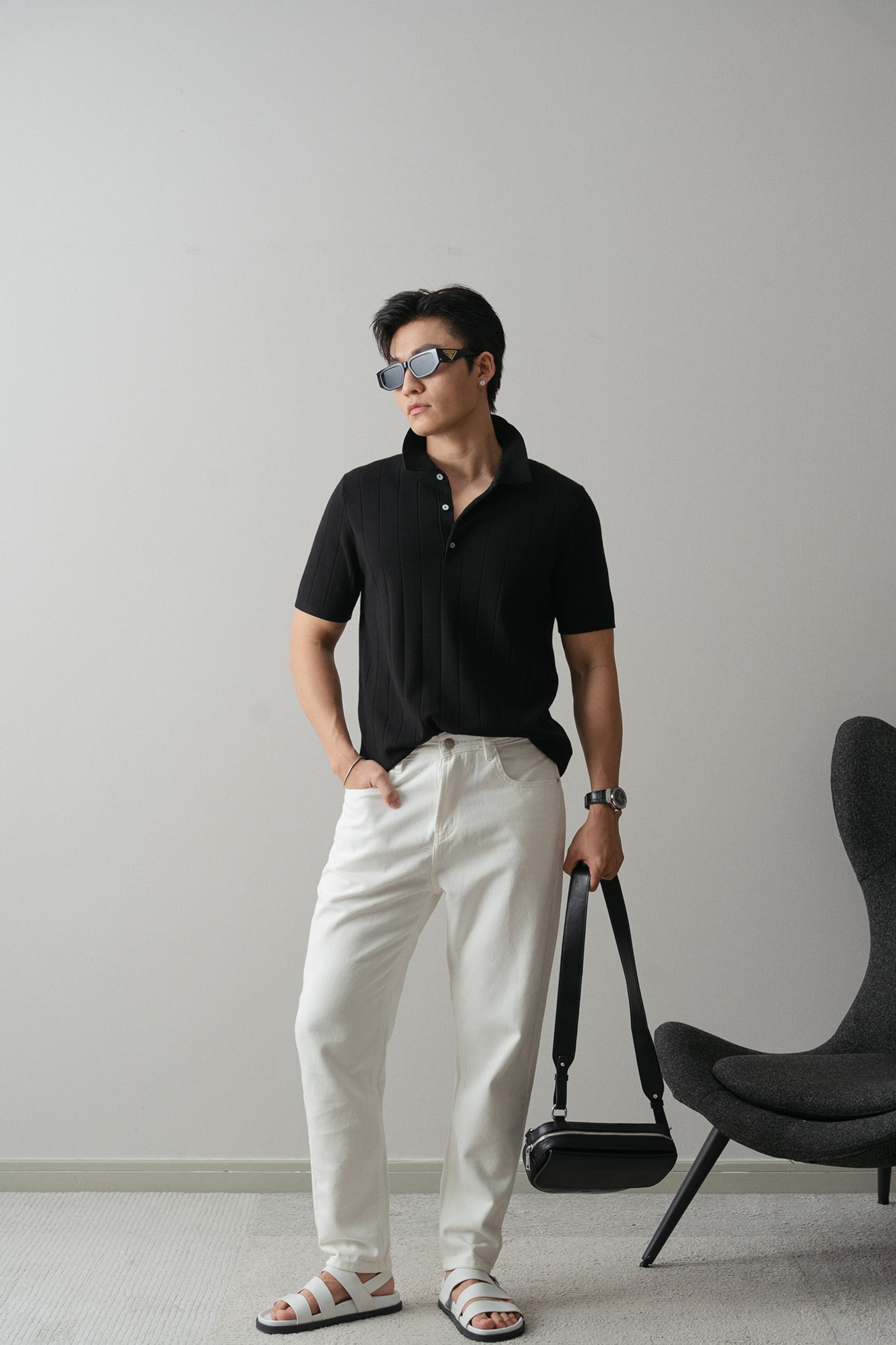 Áo thun có cổ dệt kim