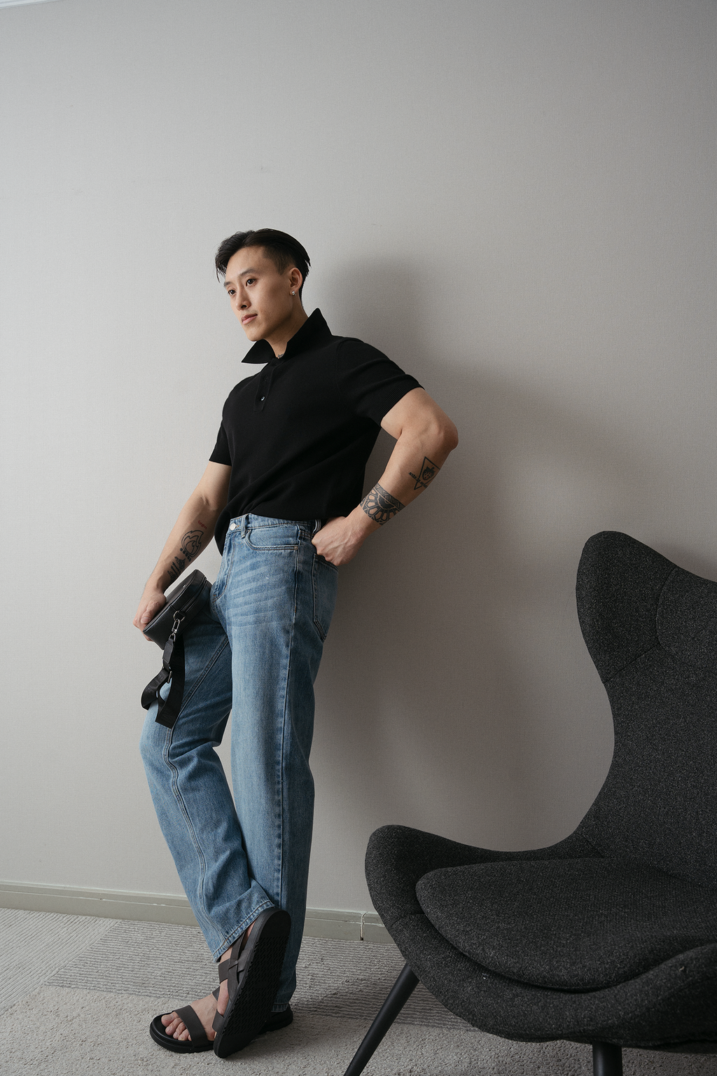 Áo thun có cổ dệt kim