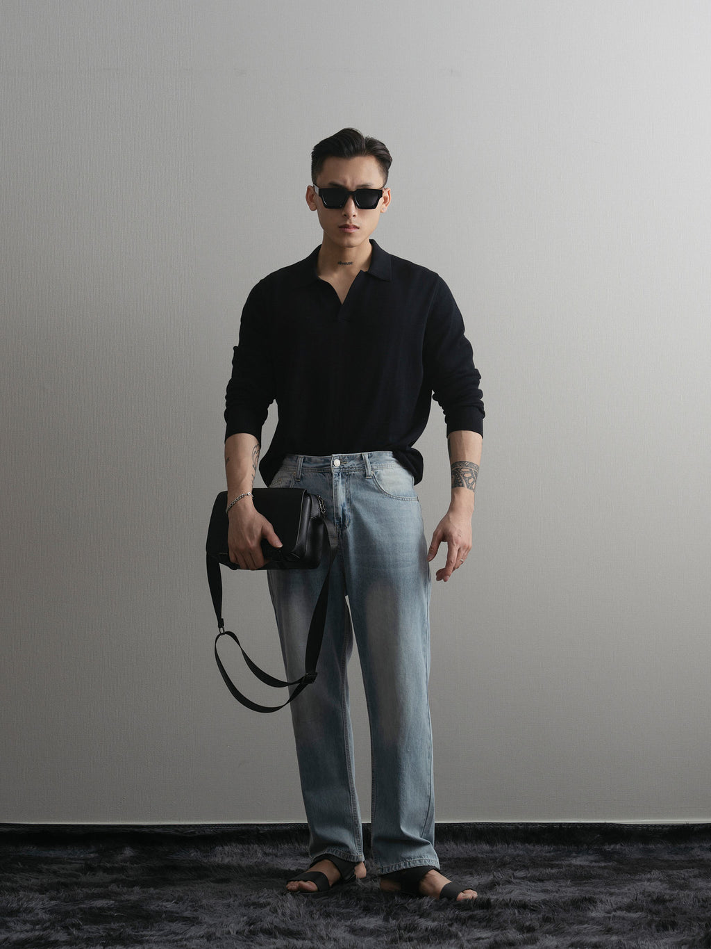 Áo tay dài có cổ dệt kim