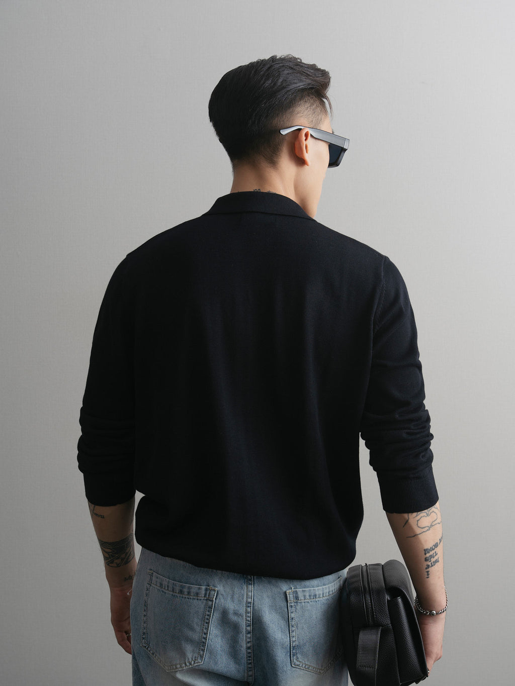 Áo tay dài có cổ dệt kim