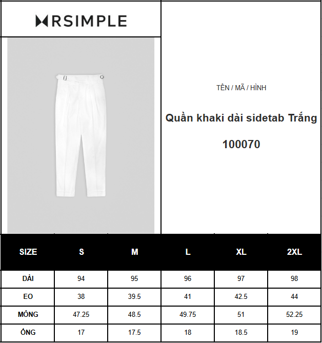 Quần khaki dài sidetab